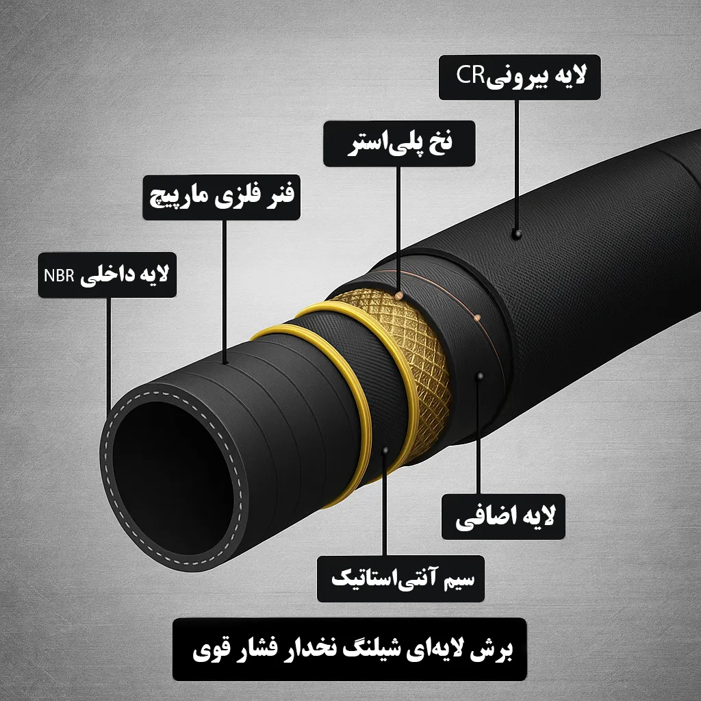 برش لایه‌ای شیلنگ نخدار فشار قوی OIL HOSE